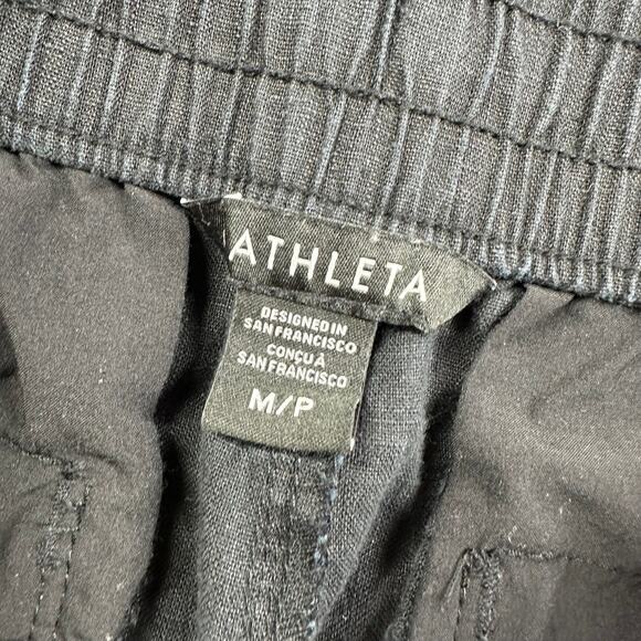 Athleta Pants Womens Medium Petite Black Retreat Linen High Rise Ankle Travel - Picture 5 of 13